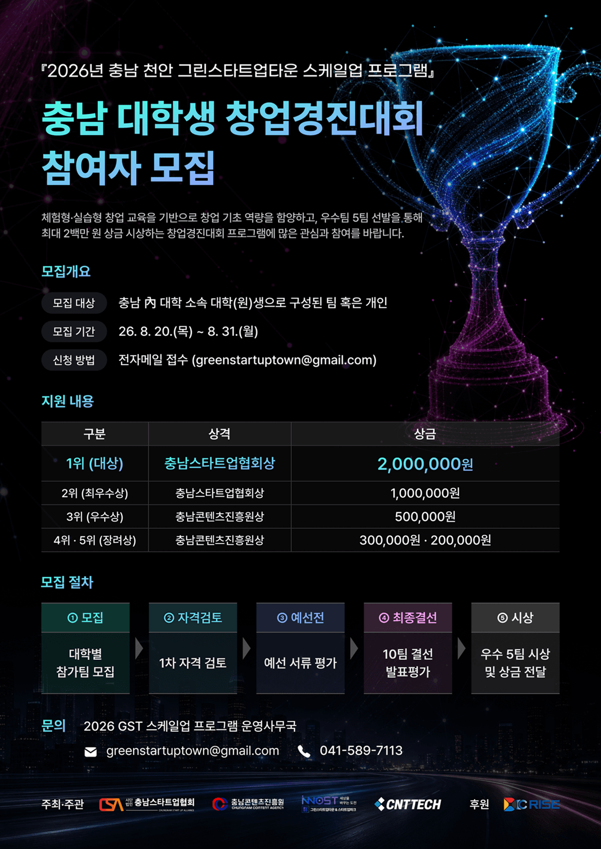 충남콘텐츠진흥원, 대학생 창업팀 발굴 위한 경진대회 참가팀 모집